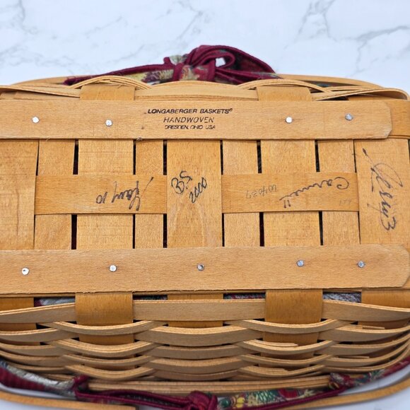 Longaberger 2000 Red Woven Memories Basket Protector Liner Country Chickens NEW - Picture 10 of 10
